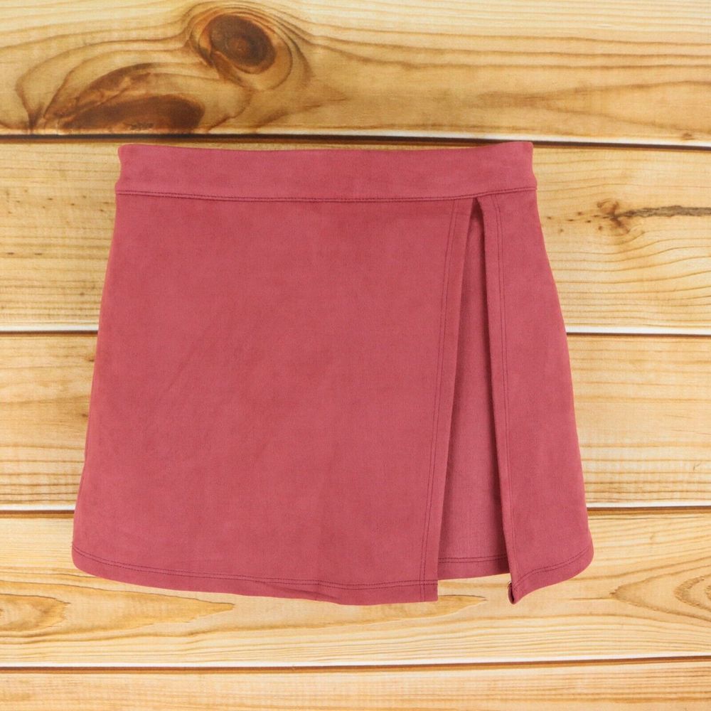 Originality Mini Skort Womens M Red Brown Polyester Blend Zip Closure Slit SOFT